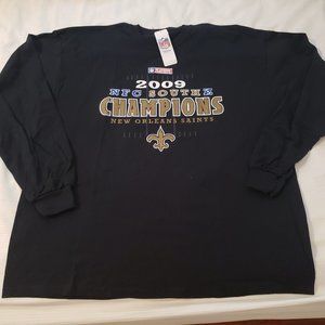 New Orleans Saints Shirt Men's 2XL Black Long Sleeve 2009 NFC South Champions